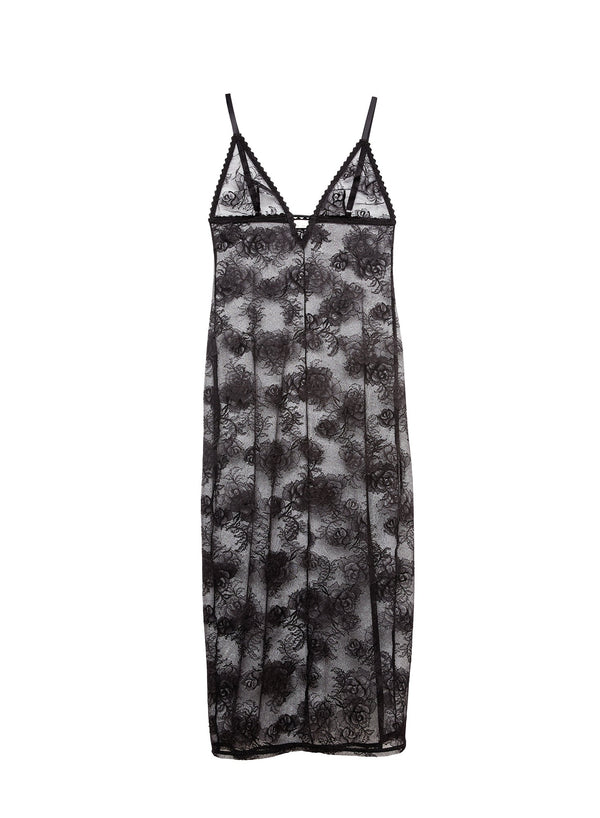 Black - Long Bouquet Lace Slip | Fleur du Mal - DEMO