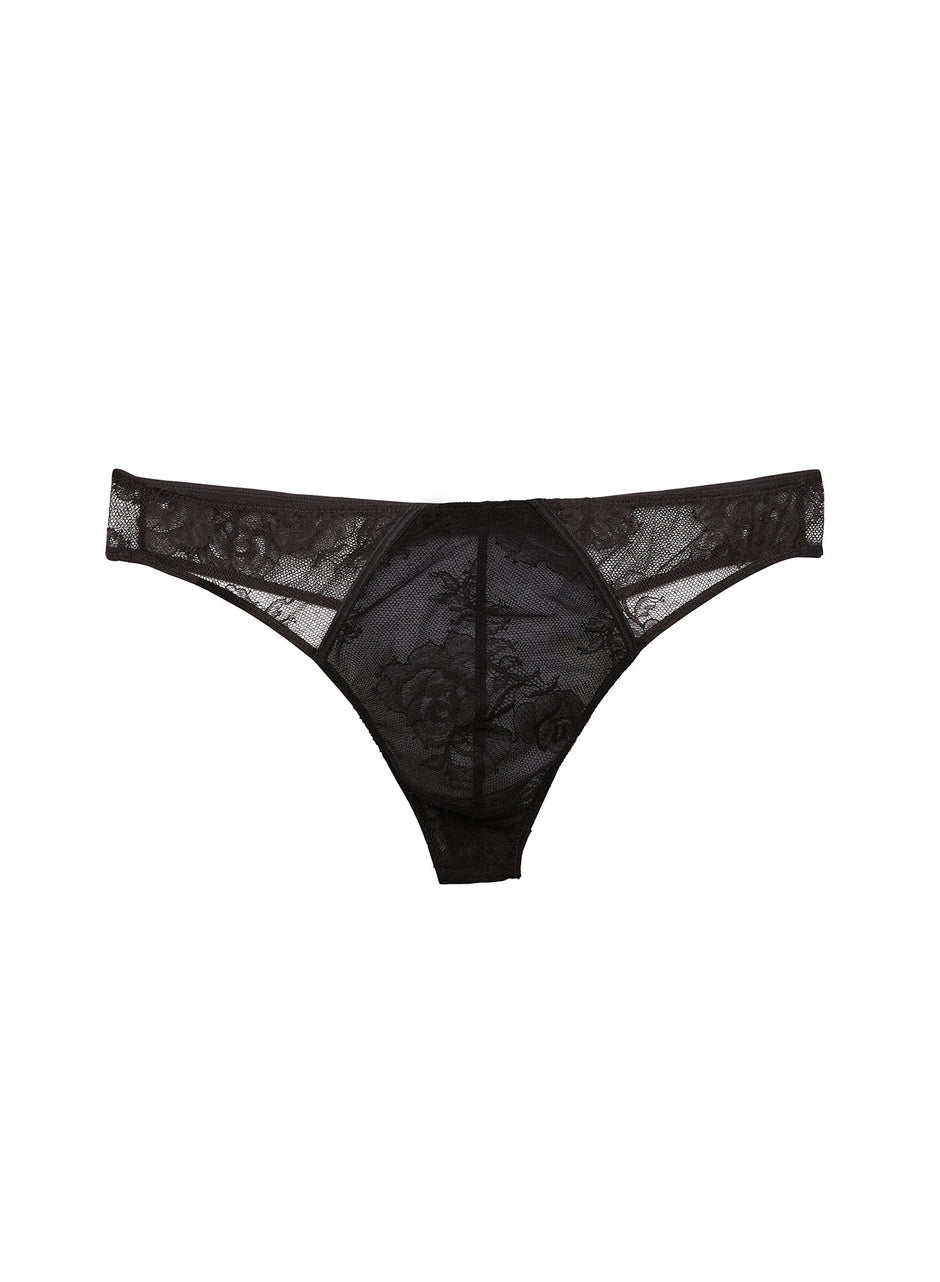 Black - Men&#39;s Bouquet Lace Thong | Fleur du Mal - DEMO