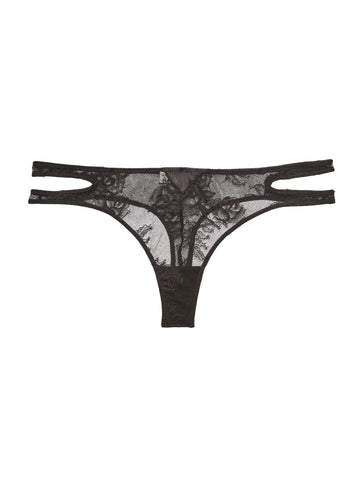 Black - Bouquet Lace Thong | Fleur du Mal - DEMO