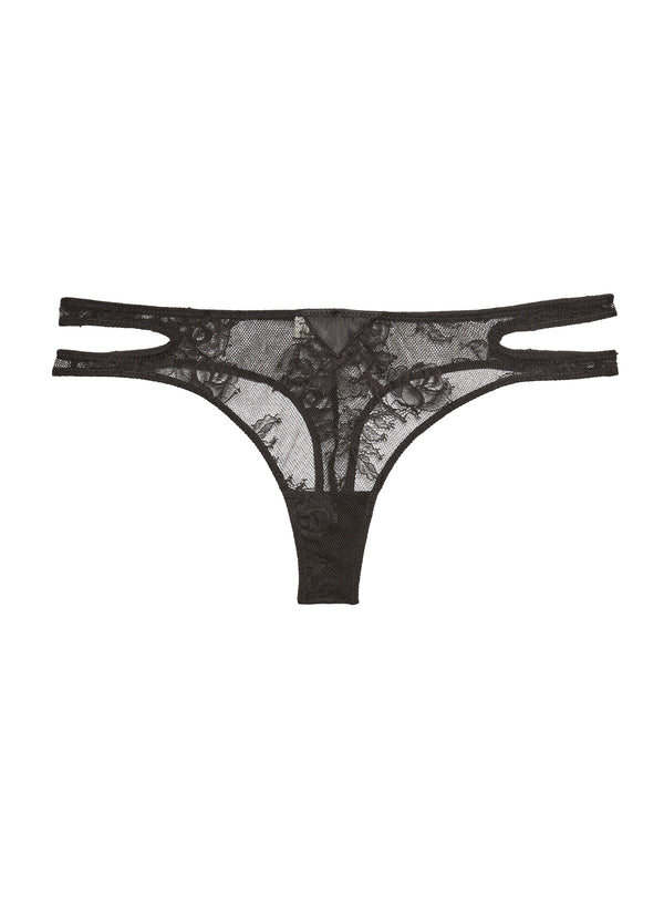 Black - Bouquet Lace Thong | Fleur du Mal - DEMO