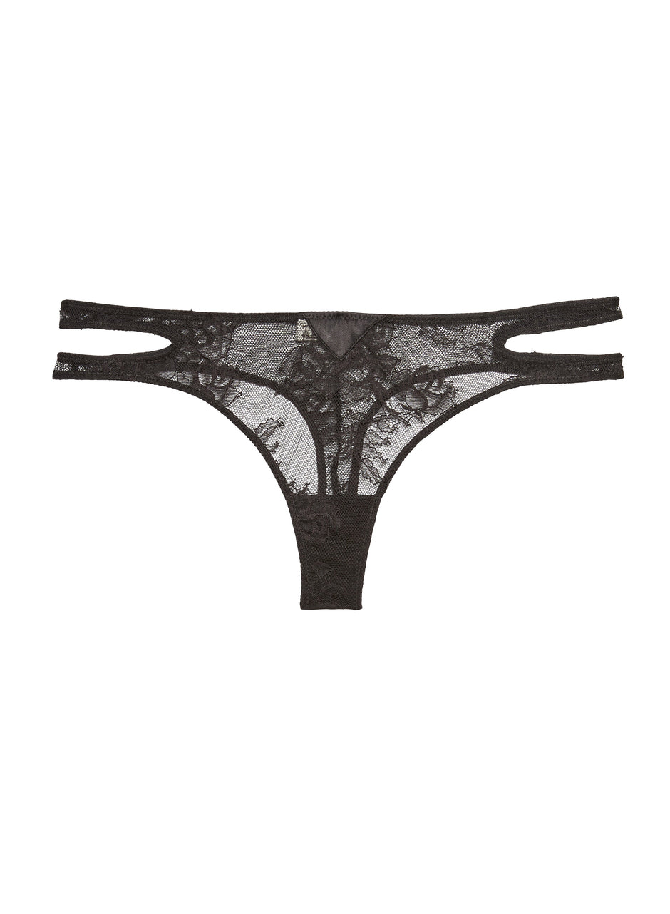Black - Bouquet Lace Thong | Fleur du Mal - DEMO
