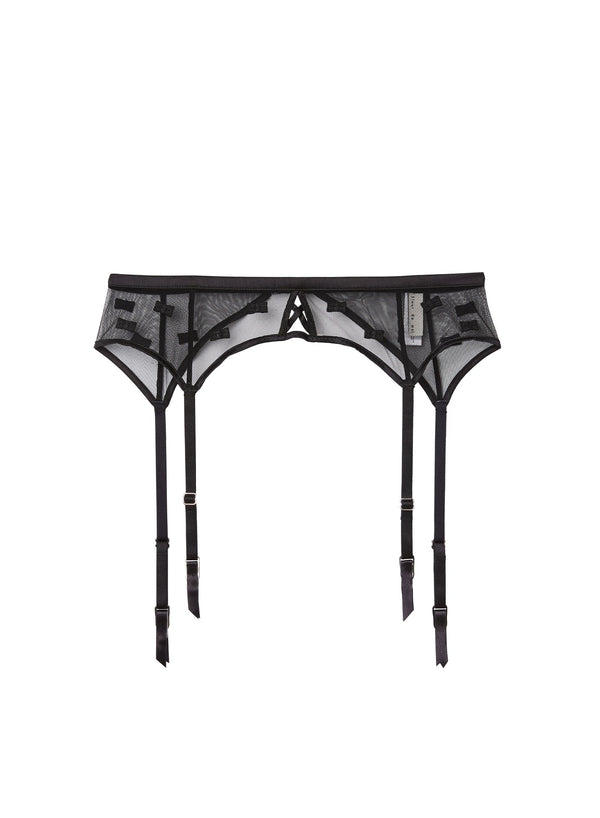 Black - Bow Embroidery Garter Belt | Fleur du Mal - DEMO