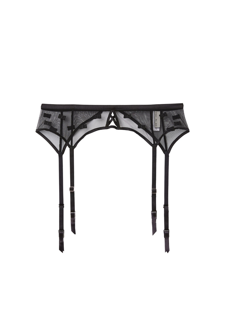 Black - Bow Embroidery Garter Belt | Fleur du Mal - DEMO