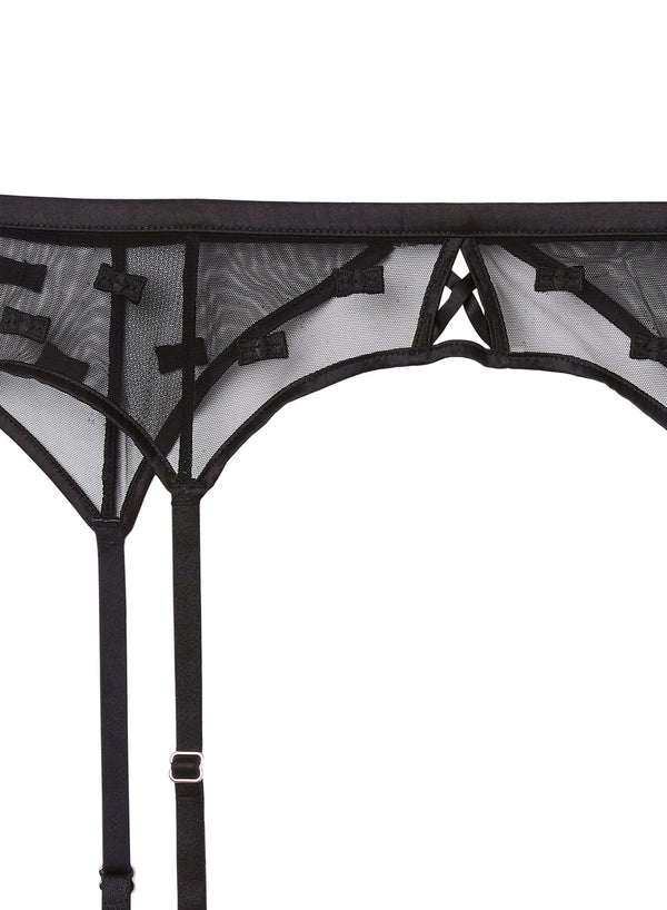 Black - Bow Embroidery Garter Belt | Fleur du Mal - DEMO
