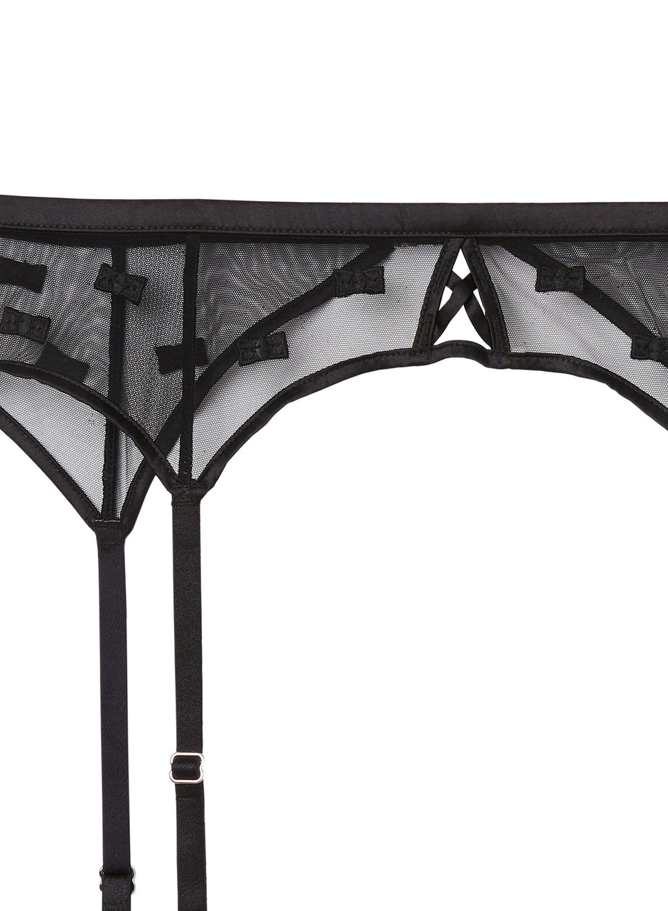 Black - Bow Embroidery Garter Belt | Fleur du Mal - DEMO