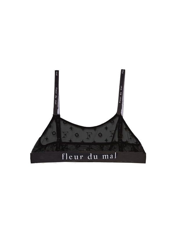 Black - Monogram Embroidery Soft Bralette | Fleur du Mal - DEMO