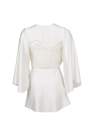 Ivory - Bride Embroidered Angel Sleeve Robe | Fleur du Mal - DEMO