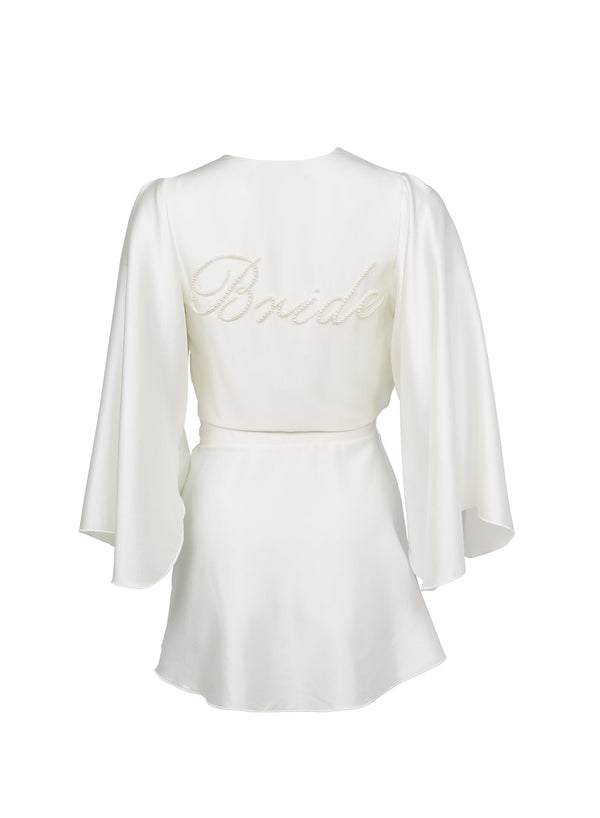 Ivory - Bride Embroidered Angel Sleeve Robe | Fleur du Mal - DEMO