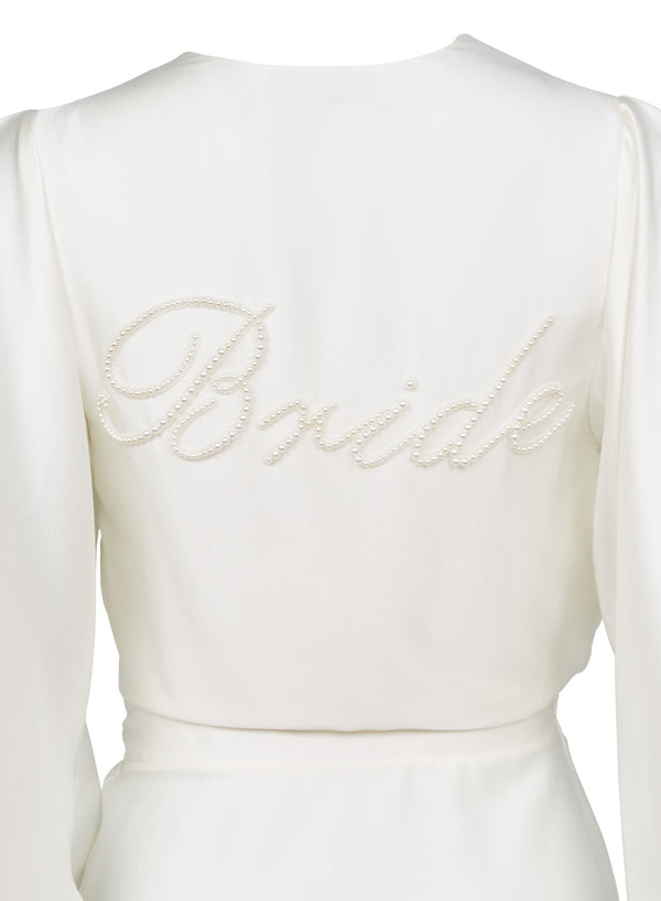 Ivory - Bride Embroidered Angel Sleeve Robe | Fleur du Mal - DEMO