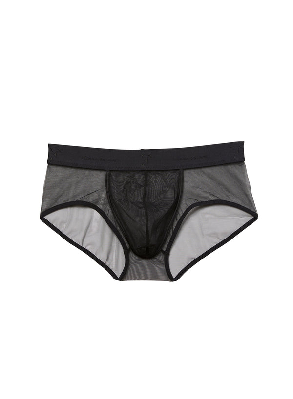 Black - Men&#39;s Sheer Tulle Brief | Fleur du Mal - DEMO