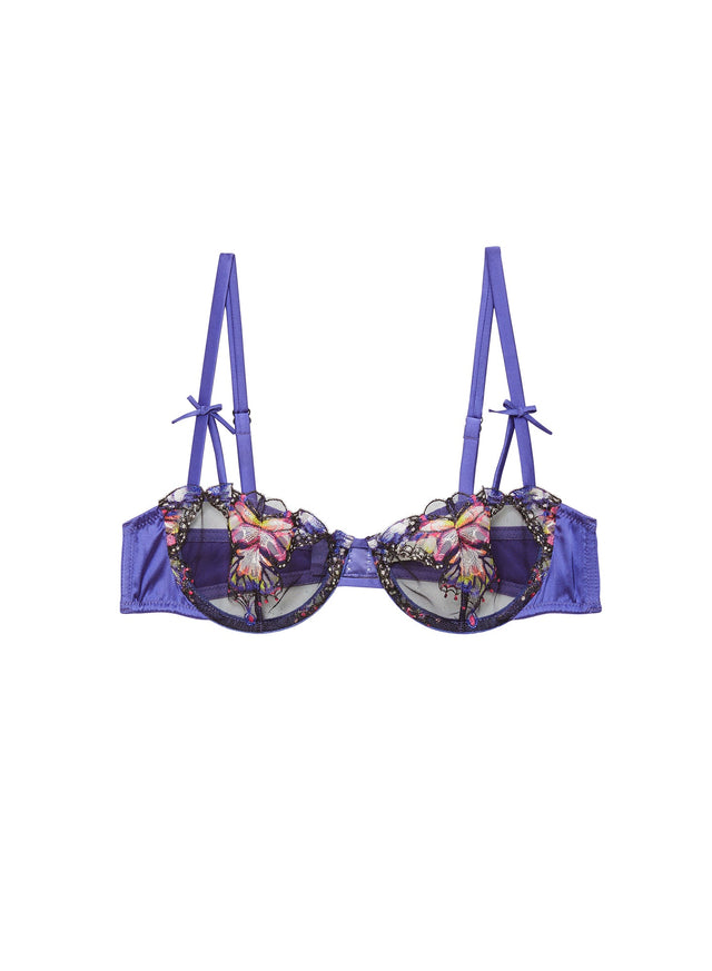 Periwinkle - Butterfly Embroidery Balconette Bra | Fleur du Mal - DEMO