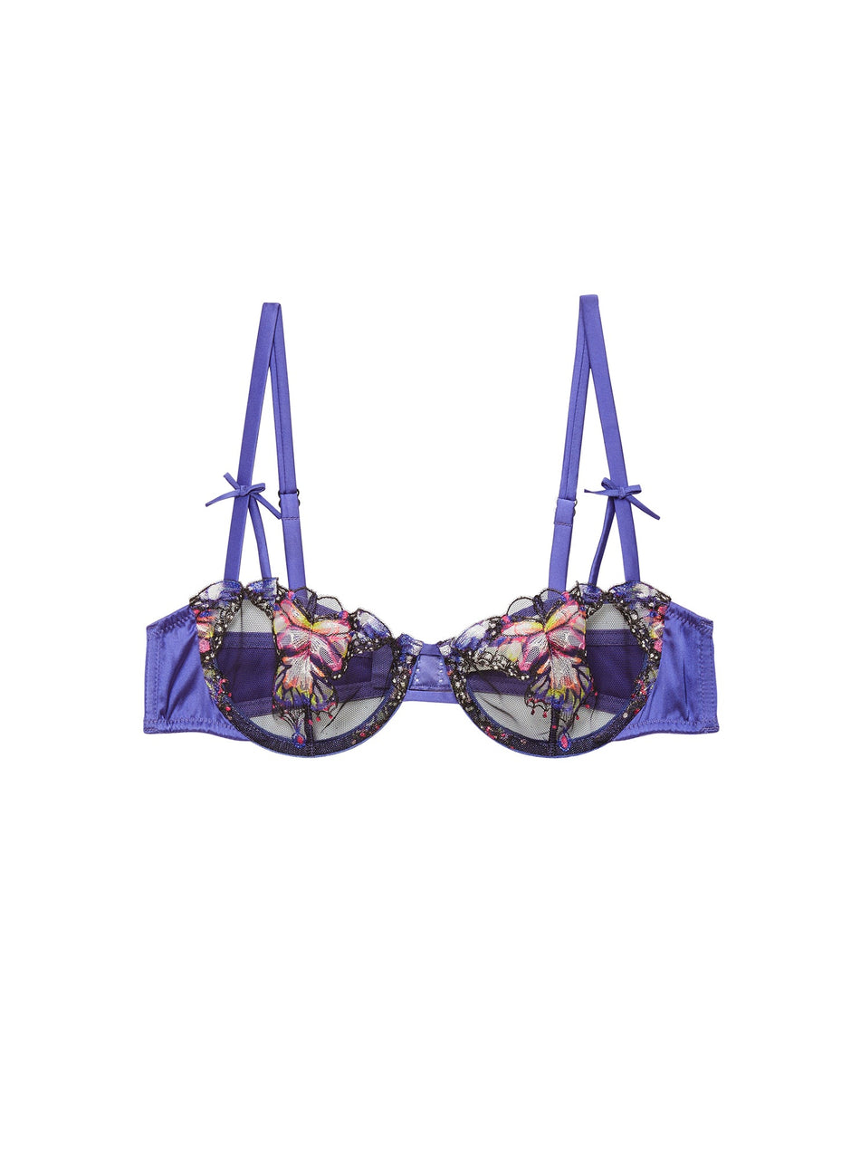 Periwinkle - Butterfly Embroidery Balconette Bra | Fleur du Mal - DEMO