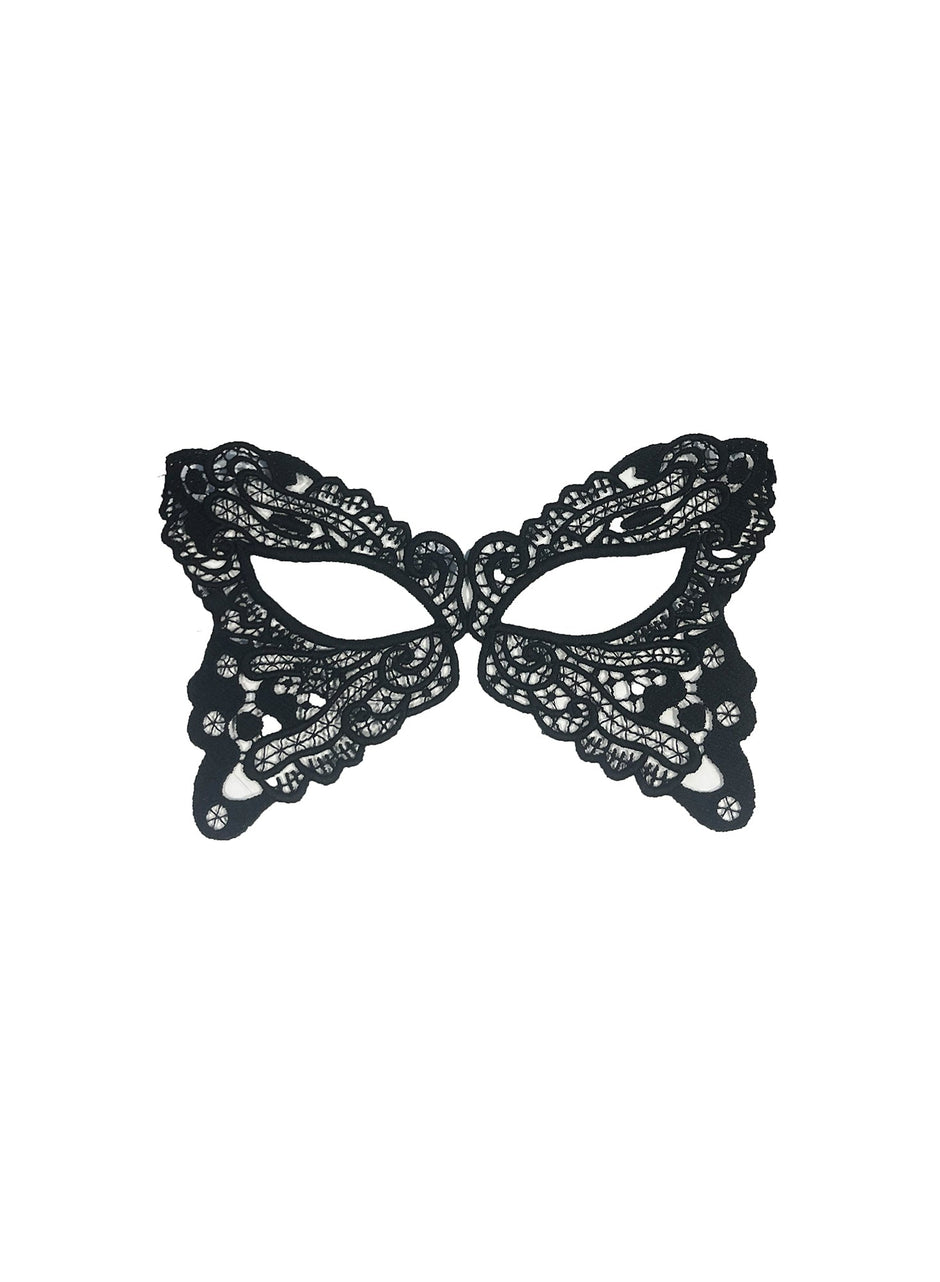 Black - Butterfly Guipure Eye Mask | Fleur du Mal - DEMO