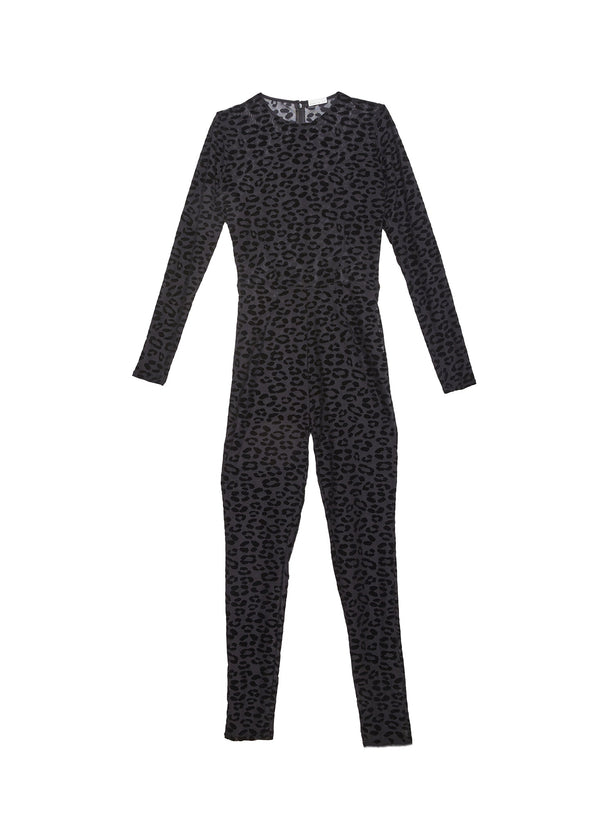 Black - Flocked Leopard Catsuit | Fleur du Mal - DEMO