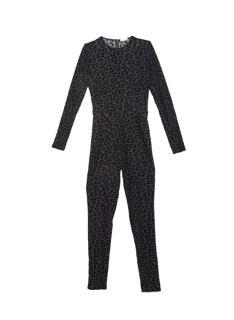 Black - Flocked Leopard Catsuit | Fleur du Mal - DEMO