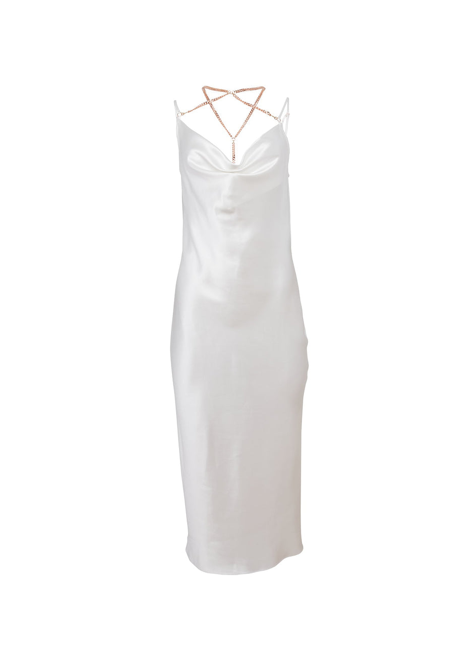 Ivory - Chain Strap Midi Dress | Fleur du Mal - DEMO