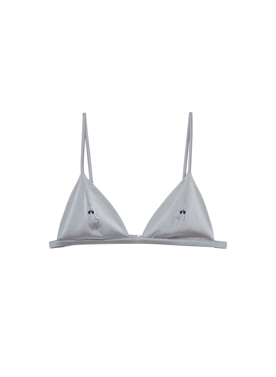 Mr. grey - Champagne Embroidered Luxe Triangle Bra | Fleur du Mal - DEMO