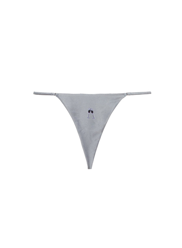 Mr. grey - Champagne Embroidered Luxe V-String | Fleur du Mal - DEMO