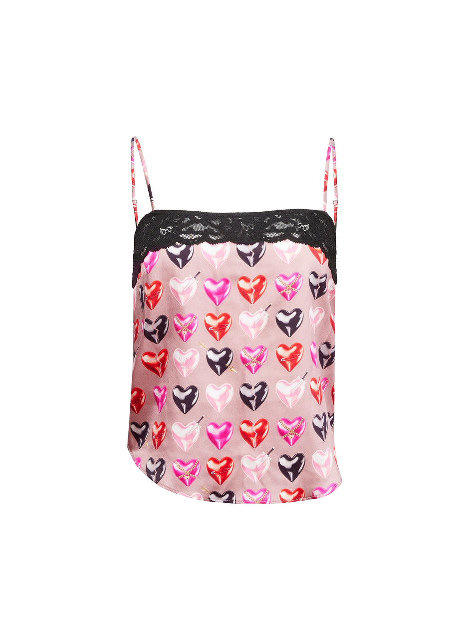 Tan heartbreaker print - Charlotte Lace Cami | Fleur du Mal - DEMO