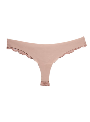 Tan - Charlotte Lace Seamless Thong | Fleur du Mal - DEMO