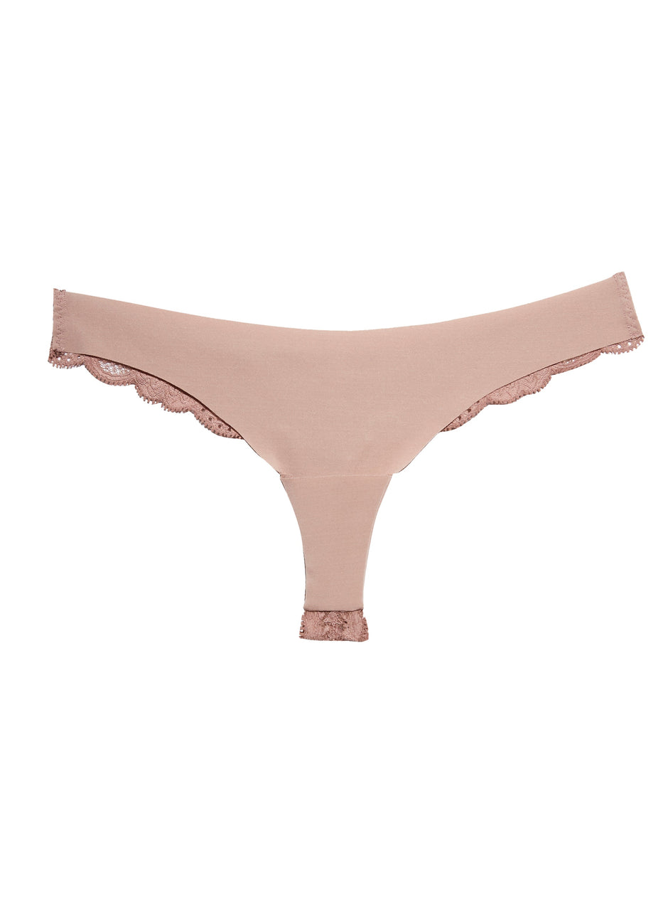 Tan - Charlotte Lace Seamless Thong | Fleur du Mal - DEMO