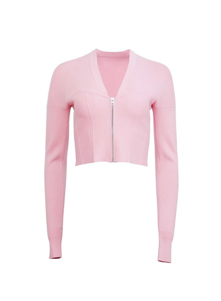 Cherry blossom - Knit Zip Bustier Cardigan | Fleur du Mal - DEMO