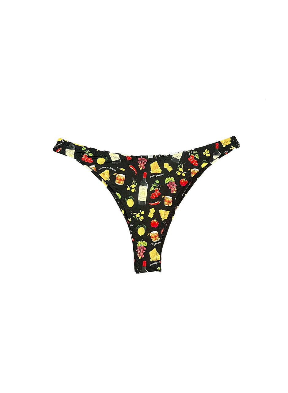 Black ciao amore print - High Leg Bikini Bottom | Fleur du Mal - DEMO