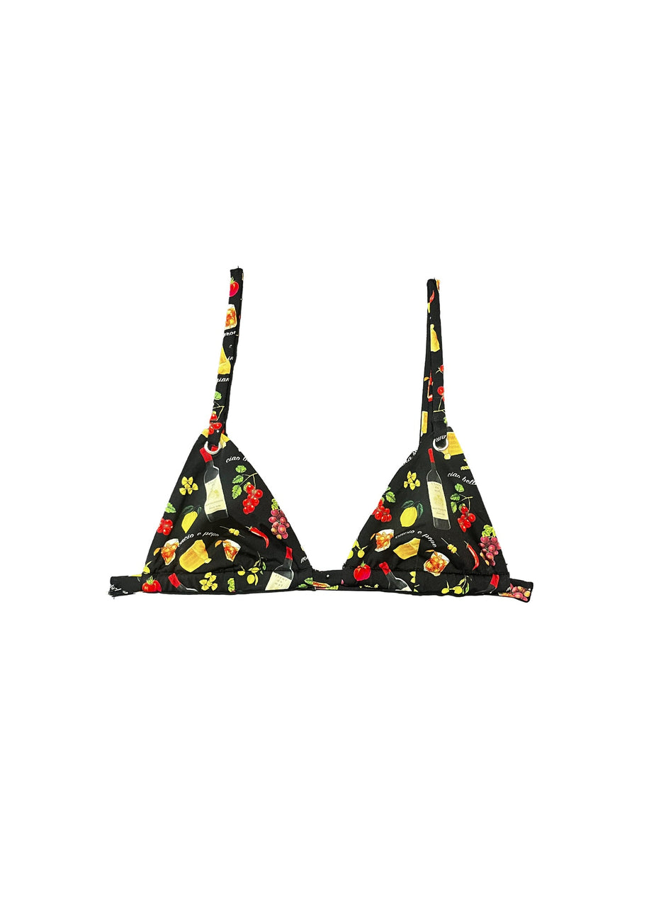 Black ciao amore print - Grommet Triangle Bikini Top | Fleur du Mal - DEMO