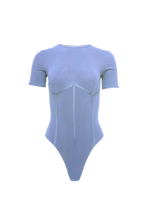 Denim blue - Organic Cotton T-Shirt Bodysuit | Fleur du Mal - DEMO