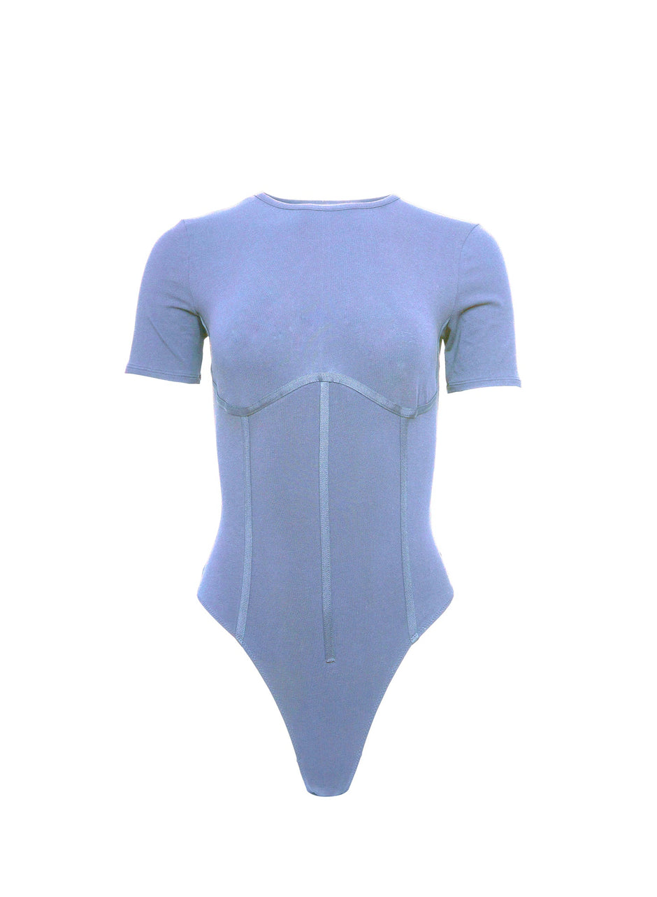 Denim blue - Organic Cotton T-Shirt Bodysuit | Fleur du Mal - DEMO