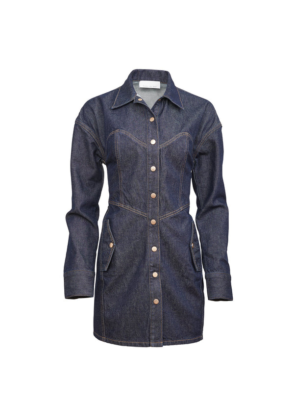 Indigo denim - Denim Shirt Dress | Fleur du Mal - DEMO