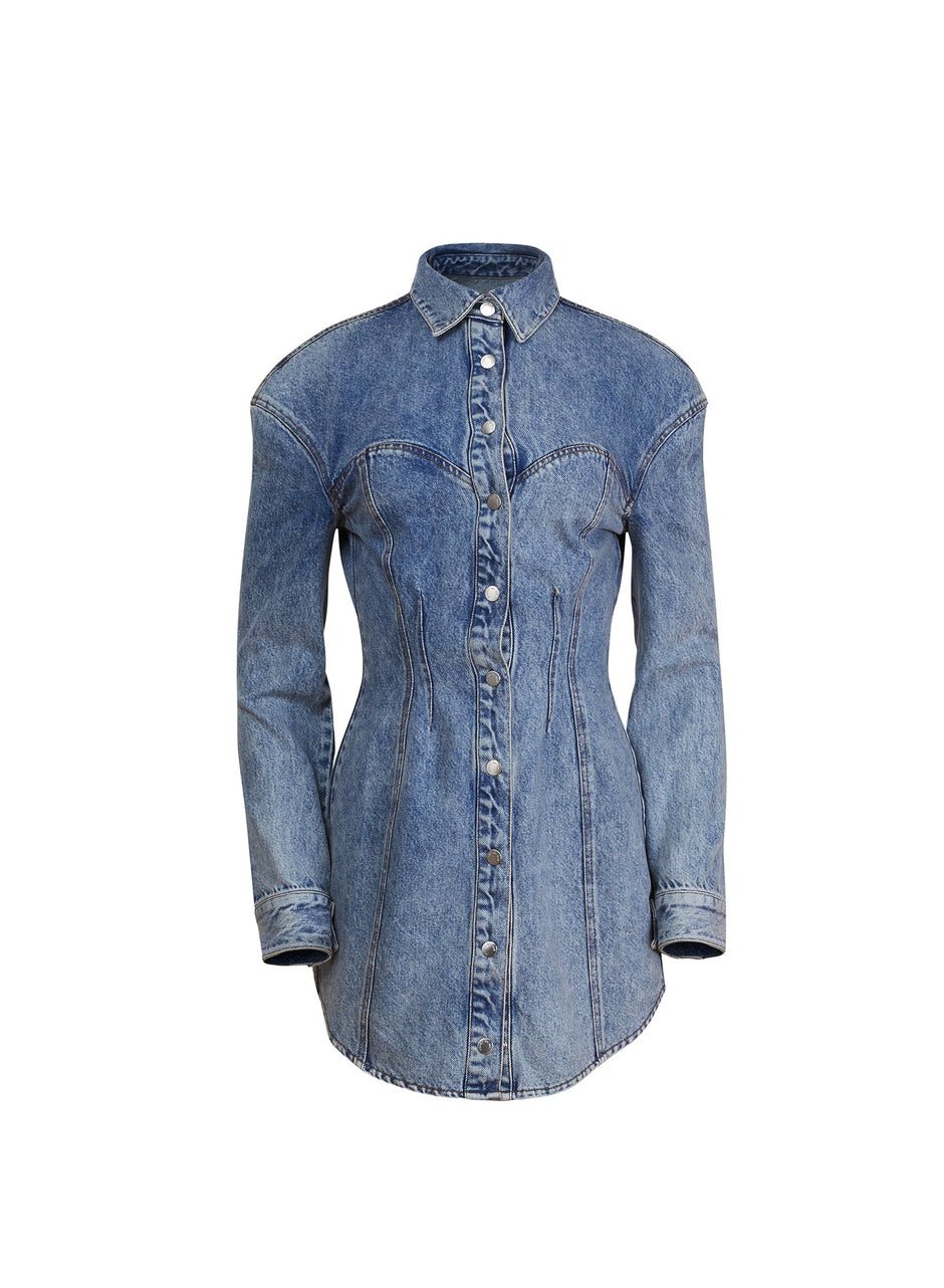 Acid denim blue - Denim Shirt Dress | Fleur du Mal - DEMO