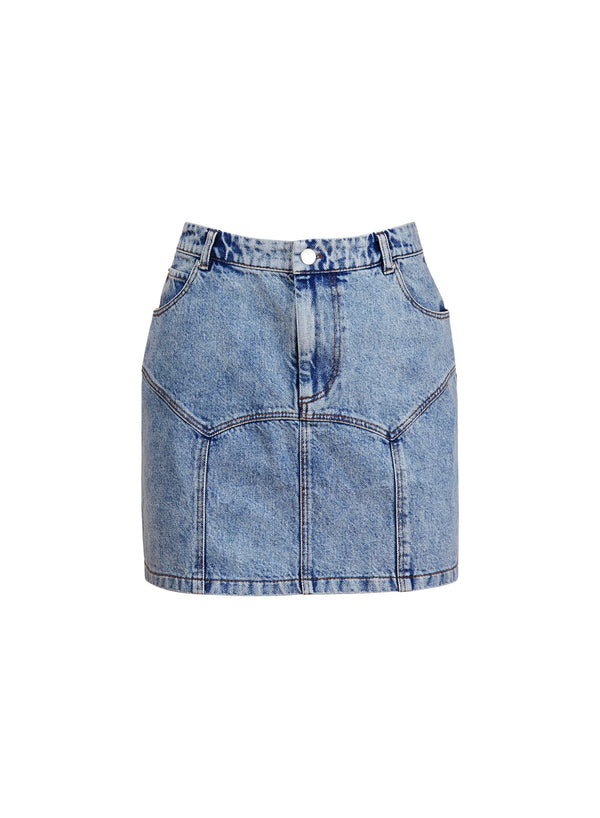 Acid denim blue - Denim Garter Skirt | Fleur du Mal - DEMO