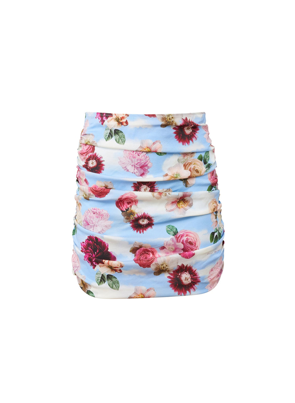 Dreamy floral print - Georgette Ruched Skirt | Fleur du Mal - DEMO