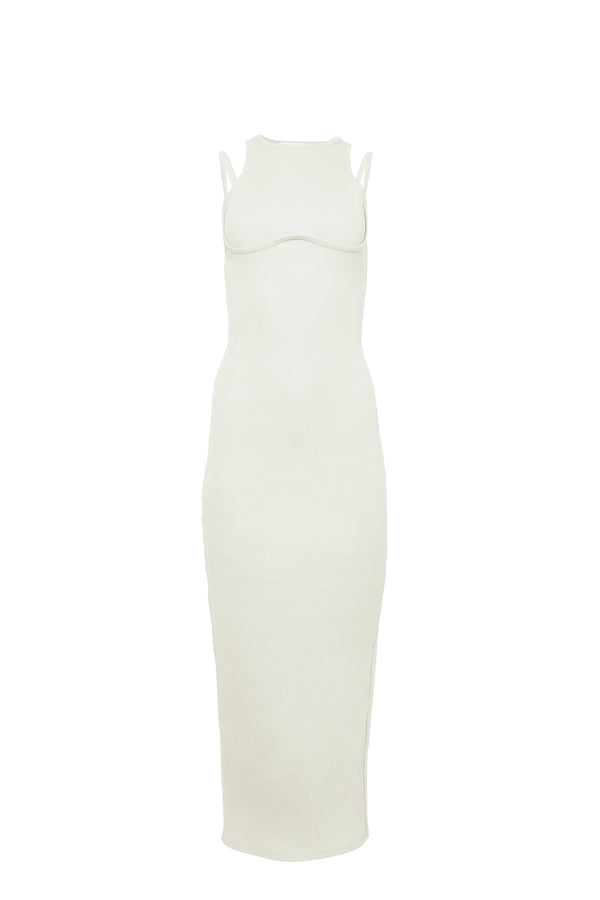 Ecru - Strappy Ribbed Maxi Dress | Fleur du Mal - DEMO