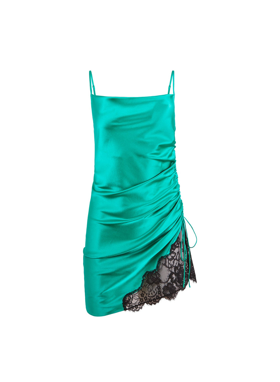 Emerald - Silk Ruched Dress | Fleur du Mal - DEMO