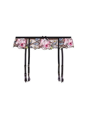 Black - Fidelia Embroidery Garter Belt | Fleur du Mal - DEMO