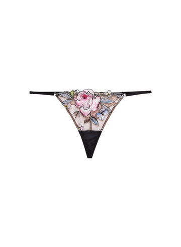 Black - Fidelia Embroidery V-String | Fleur du Mal - DEMO