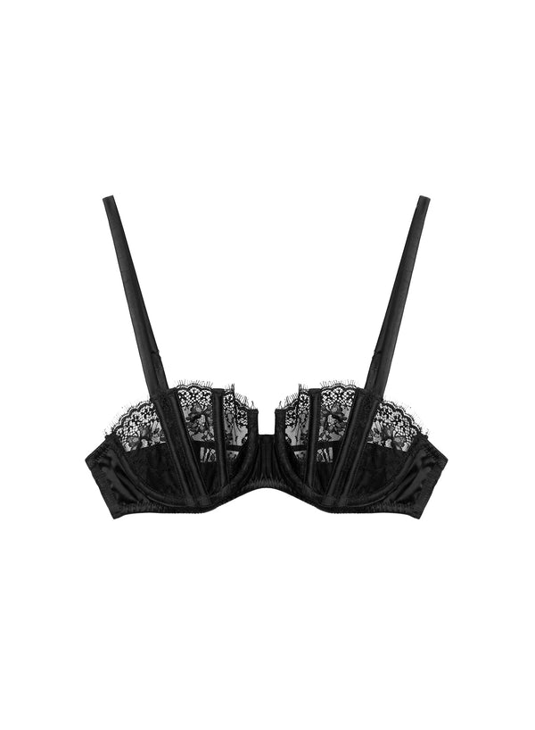 Black - Frankie Lace Boned Balconette | Fleur du Mal - DEMO