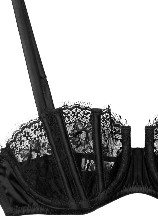 Black - Frankie Lace Boned Balconette | Fleur du Mal - DEMO