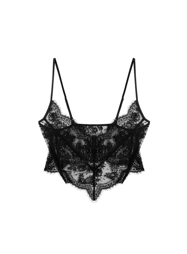 Black - Frankie Lace Crop Top | Fleur du Mal - DEMO