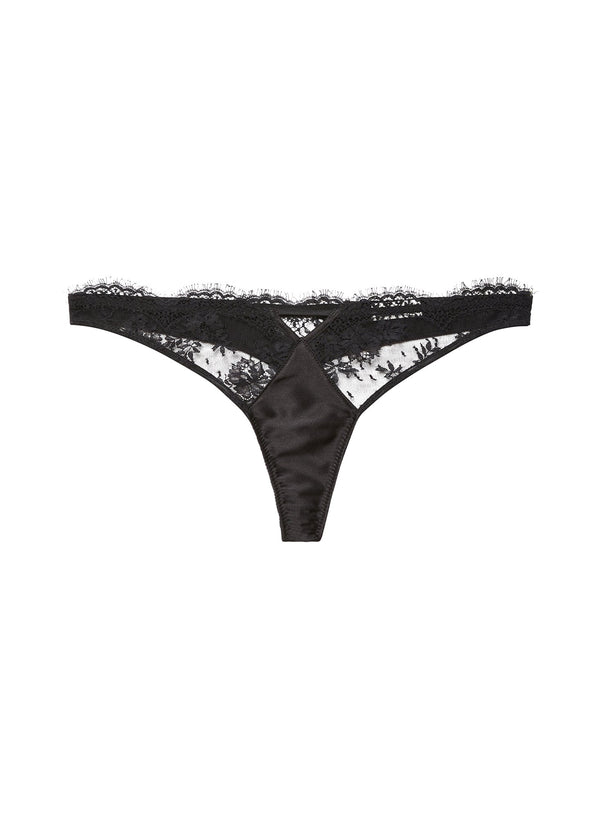 Black - Frankie Lace Thong | Fleur du Mal - DEMO