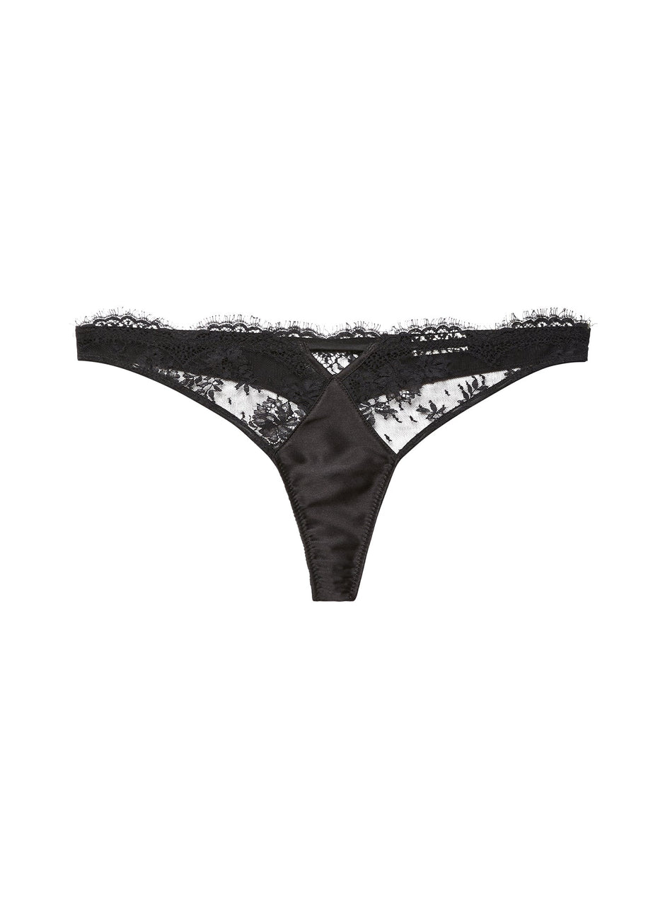 Black - Frankie Lace Thong | Fleur du Mal - DEMO