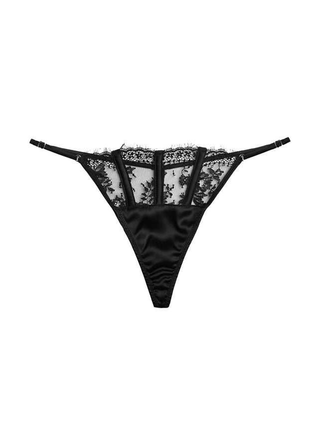 Black - Frankie Lace V-String | Fleur du Mal - DEMO