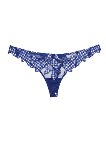Starry blue gingham - Lily Embroidery Hipster Thong | Fleur du Mal - DEMO