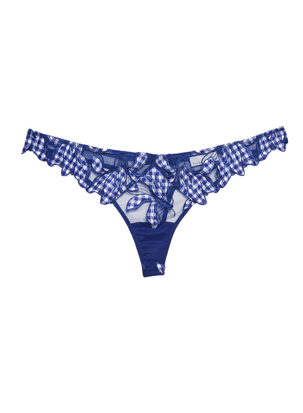 Starry blue gingham - Lily Embroidery Hipster Thong | Fleur du Mal - DEMO