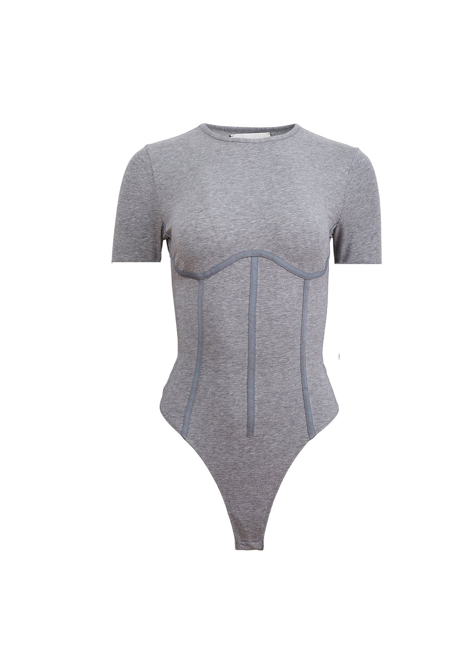 Heather grey - Organic Cotton T-Shirt Bodysuit | Fleur du Mal - DEMO