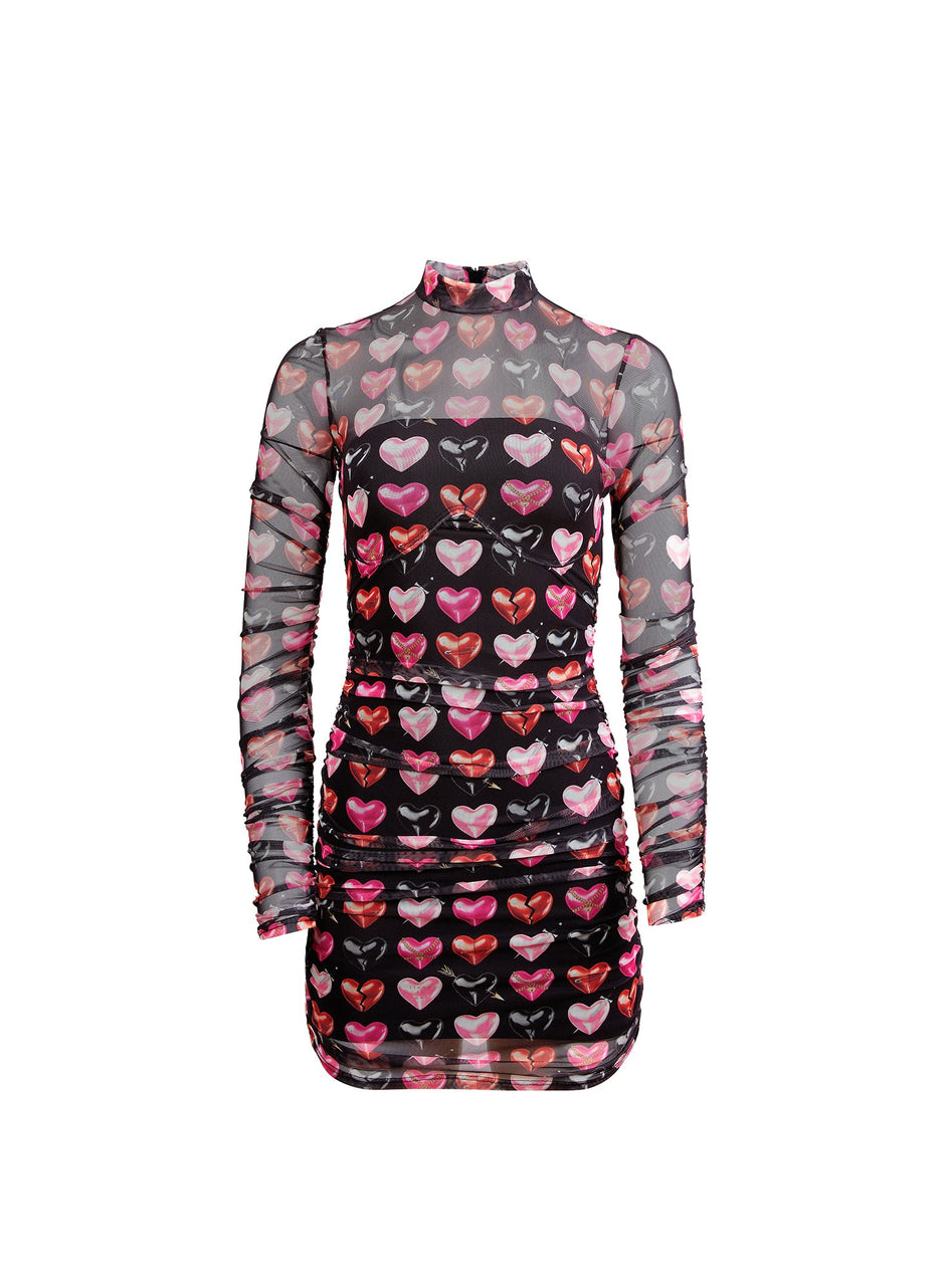 Heartbreaker print - Heartbreaker Ruched Mini Dress | Fleur du Mal - DEMO