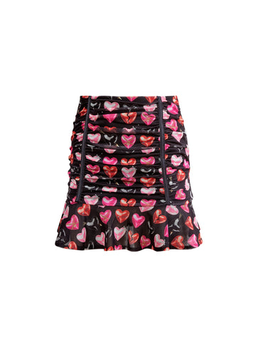 Heartbreaker print - Heartbreaker Ruched Skirt | Fleur du Mal - DEMO