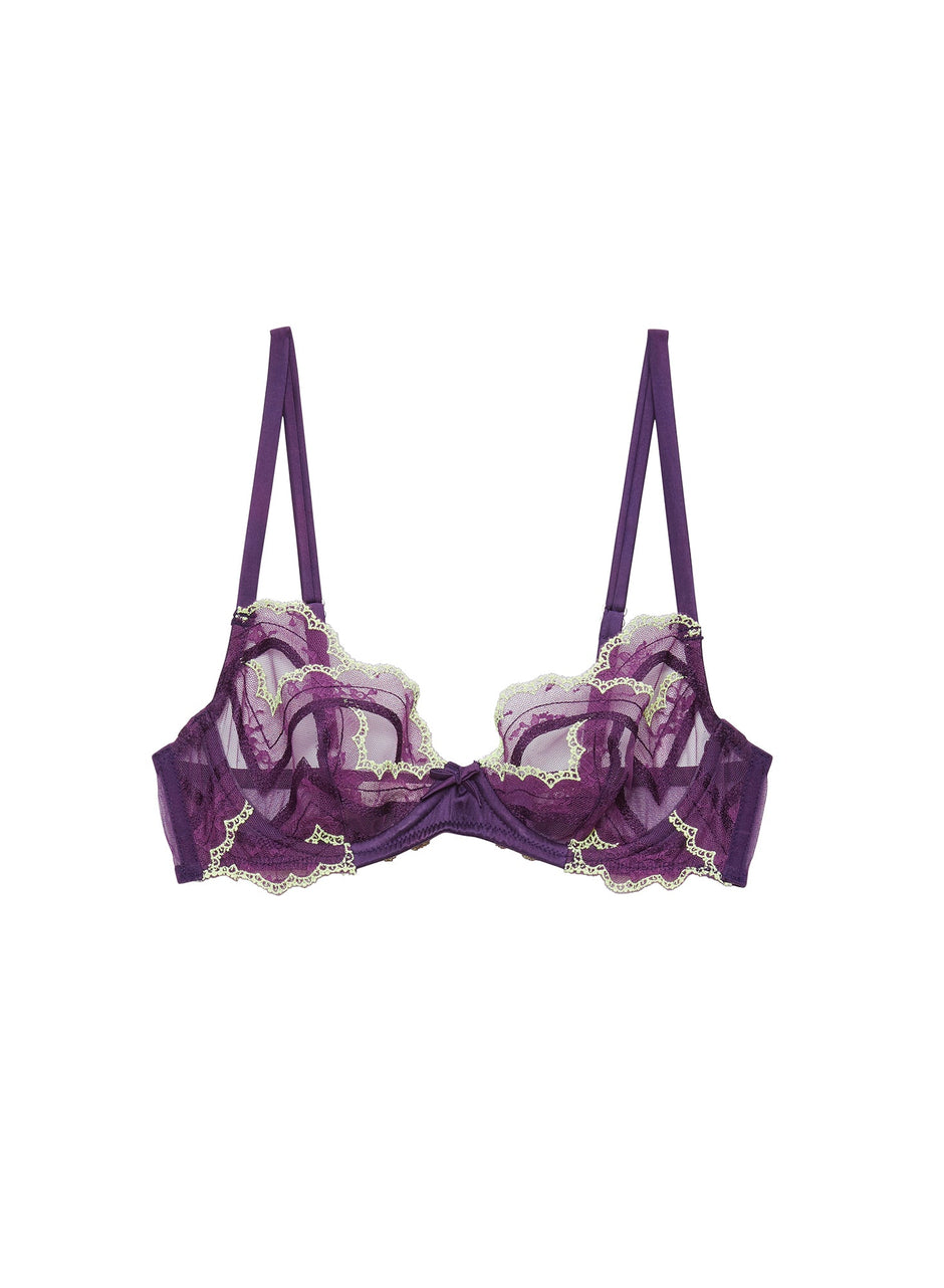 Midnight purple - Hendrix Embroidery Demi Bra | Fleur du Mal - DEMO